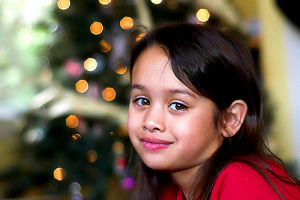 Photo of girl with angular bokeh